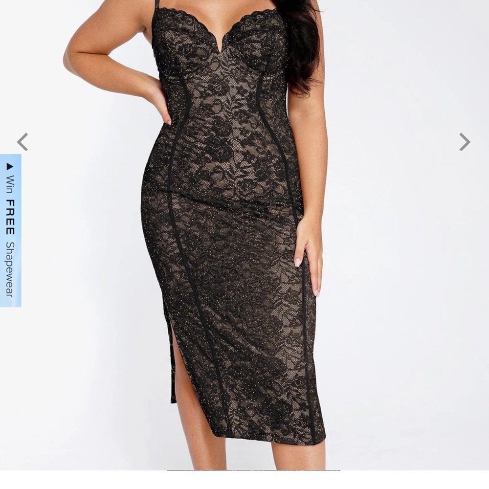 Elegant Black Lace Midi Dress